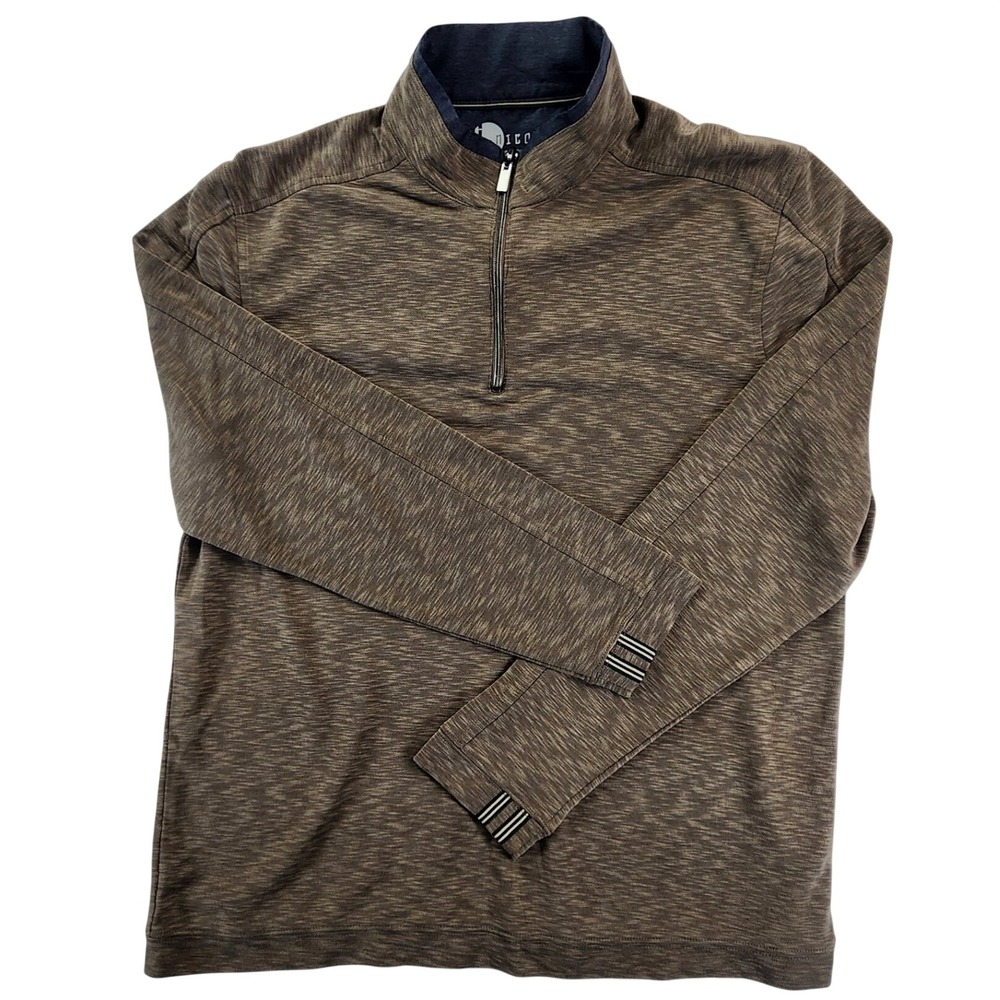 Nicoby Men Large Brown Quarter Zip Pullover Space Dye Earthy Gorpcore Minimalist